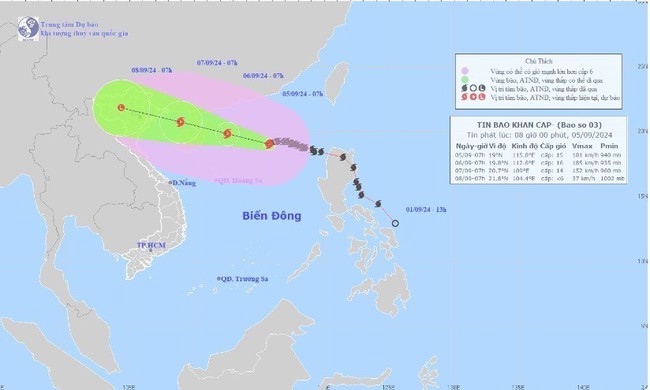 Siêu bão số 3 mạnh cấp 16, giật trên cấp 17, cảnh báo mưa rất to từ đêm 6/9 - Ảnh 2.